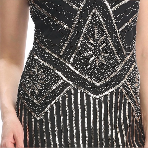 Women's 1920's Dress Flapper Vintage Great Gatsby Knee-Length Dress Party Dress - Picture 3 of 8